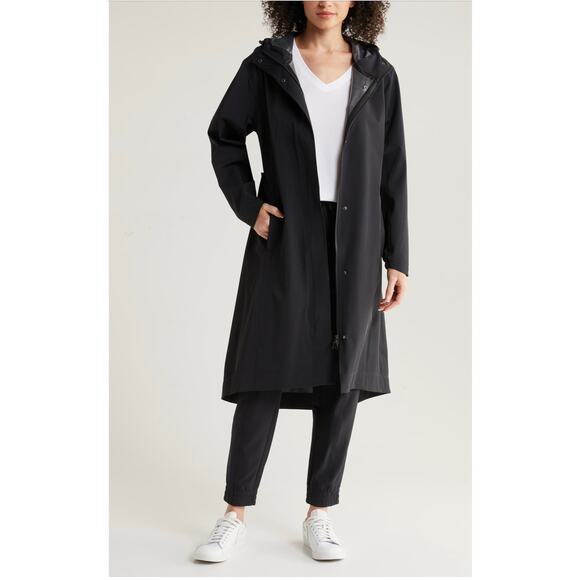 Zella Journey Water Resistant Raincoat - Women's Medium Black - Picture 2 of 6
